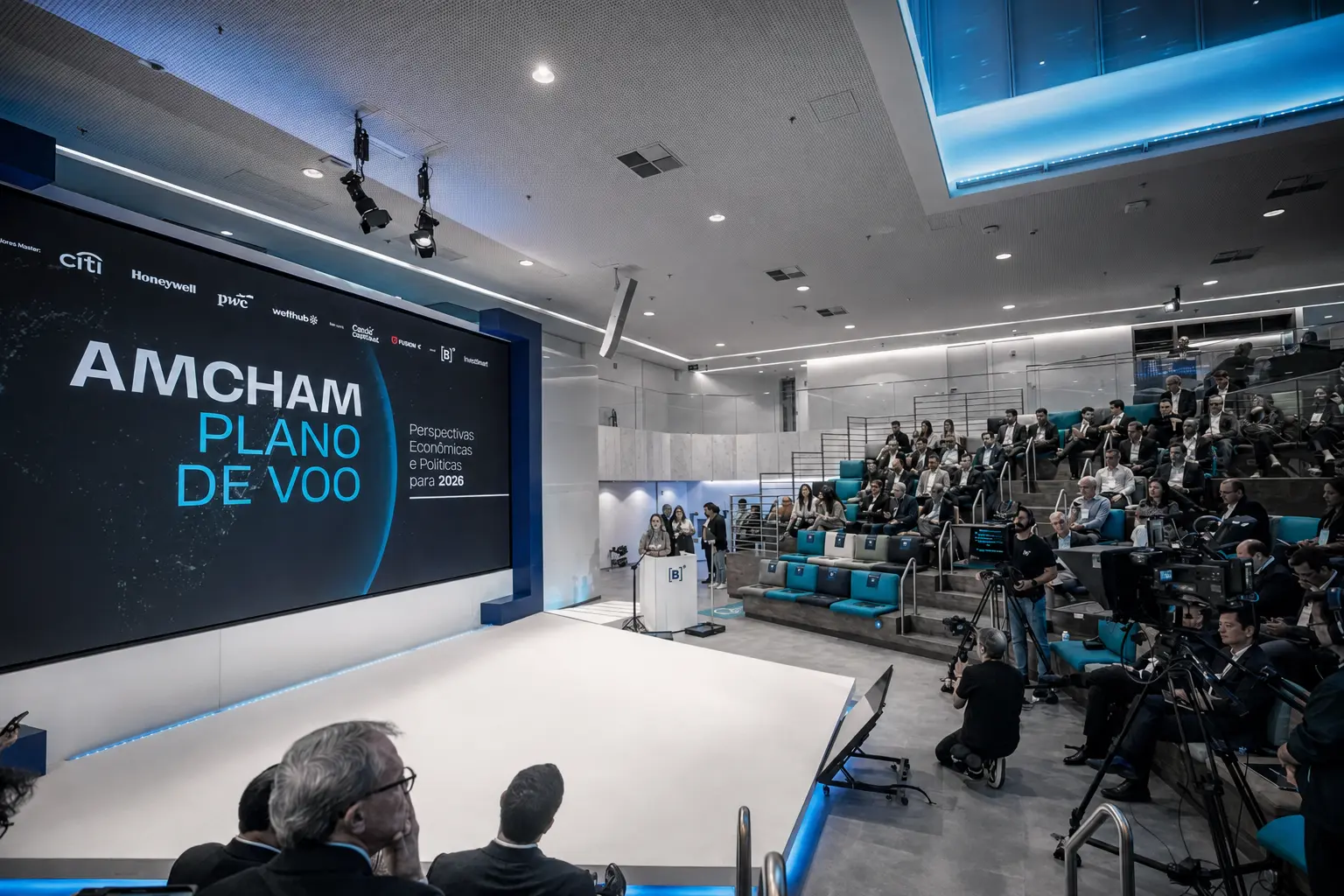 Auditório da Amcham durante o evento Plano de Voo