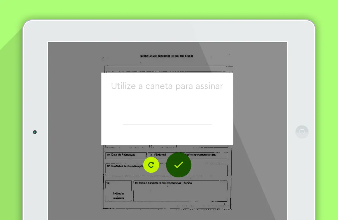 Tela do Green+ para assinatura digital de um documento hospitalar