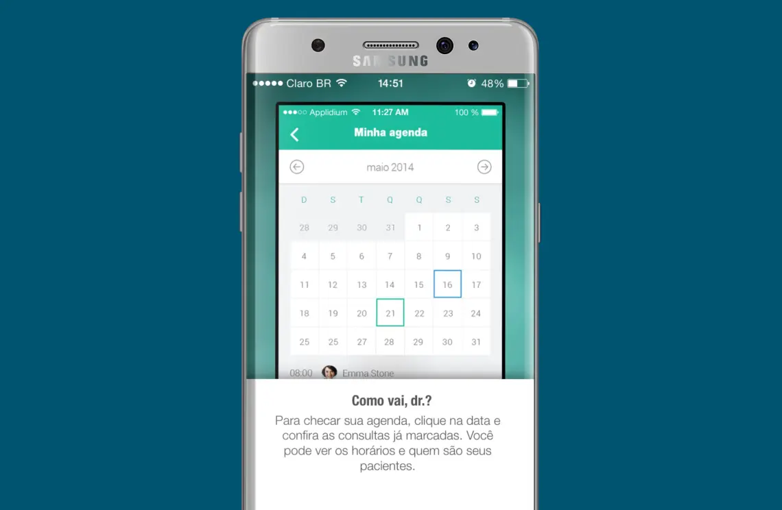 Calendário do aplicativo Minha Agenda da MV