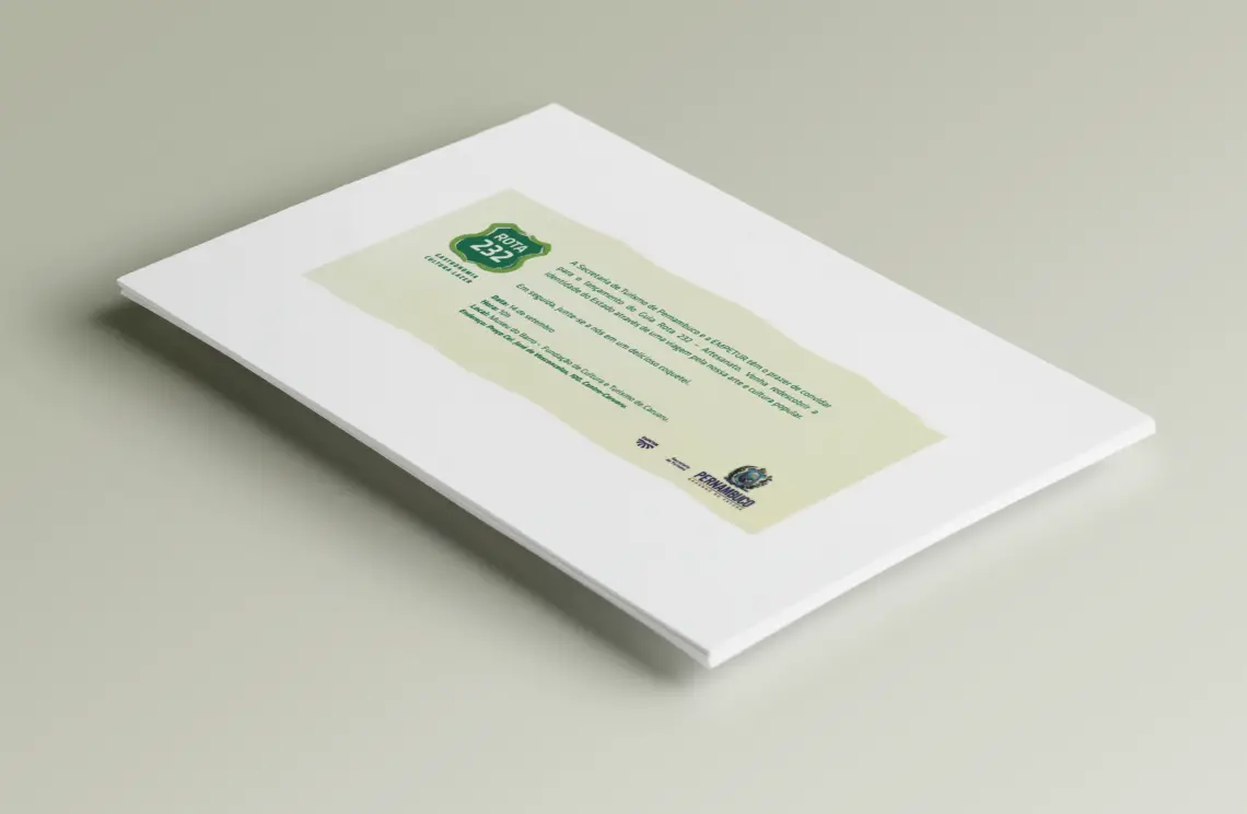 Material editorial do Rota 232 com a identidade do projeto