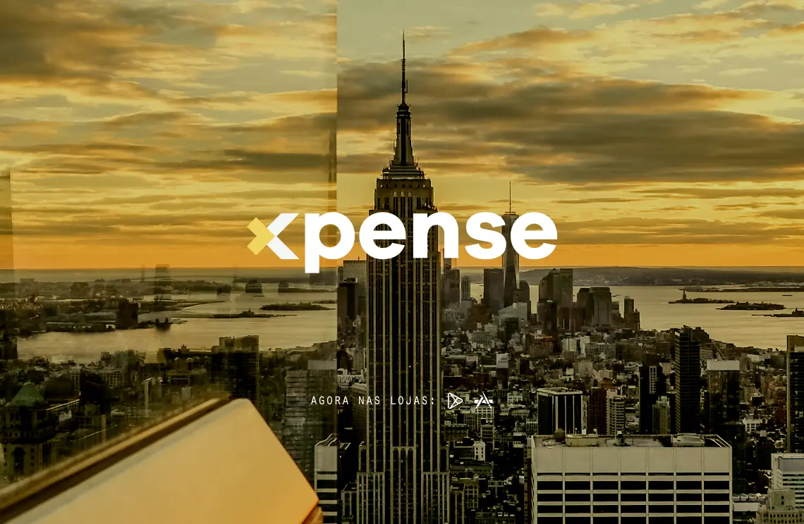 Identidade do Xpense sobre uma paisagem urbana